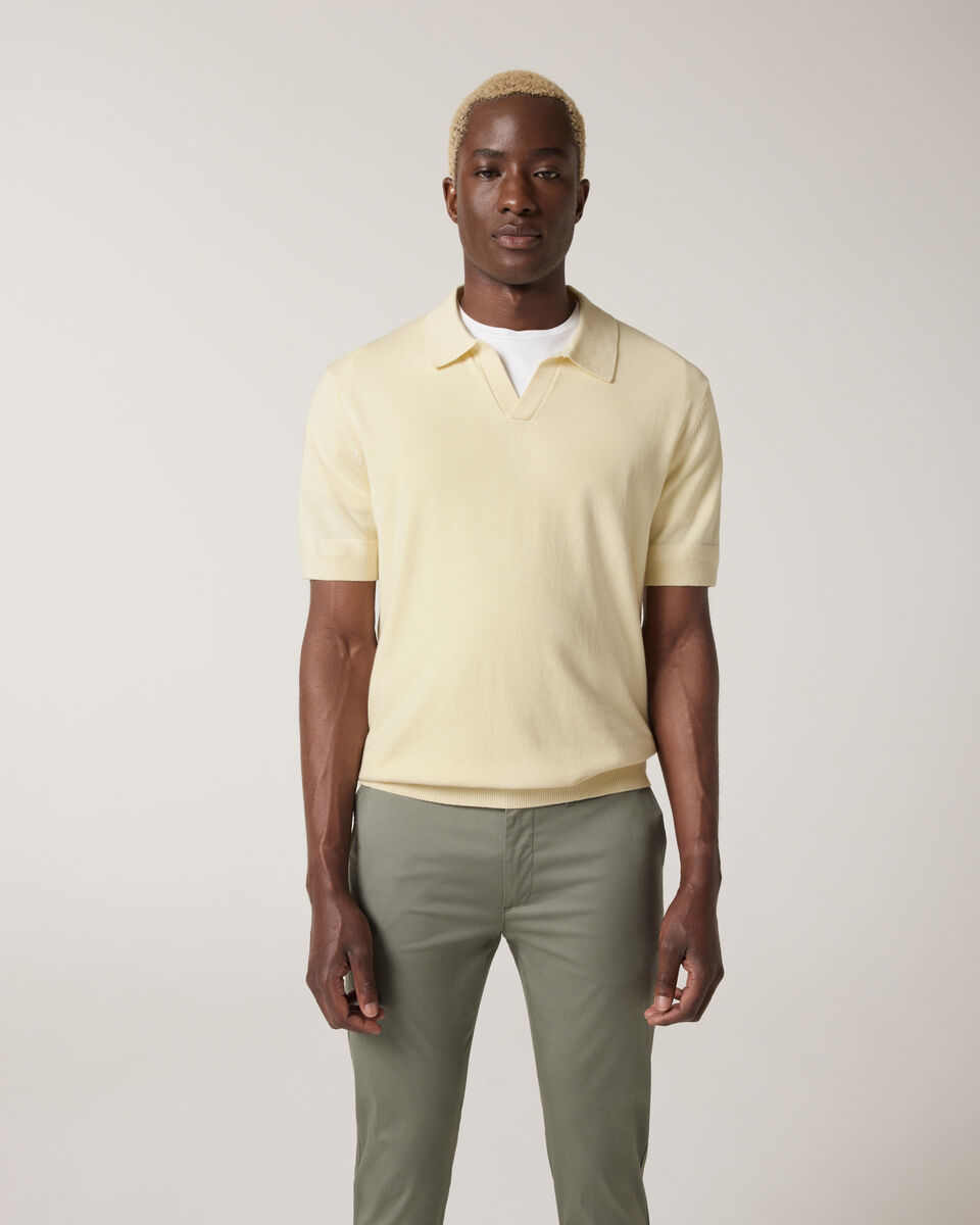 Short Sleeve Trophy Neck Knit, Lemon, hi-res